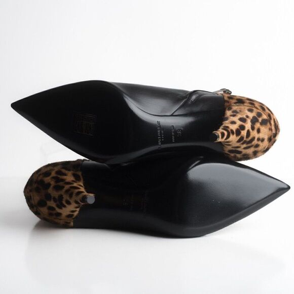 Saint Laurent YSL Womens Black Leather Bootie Ankle Boots Calf Hair US 8 EU 38 - Picture 8 of 8